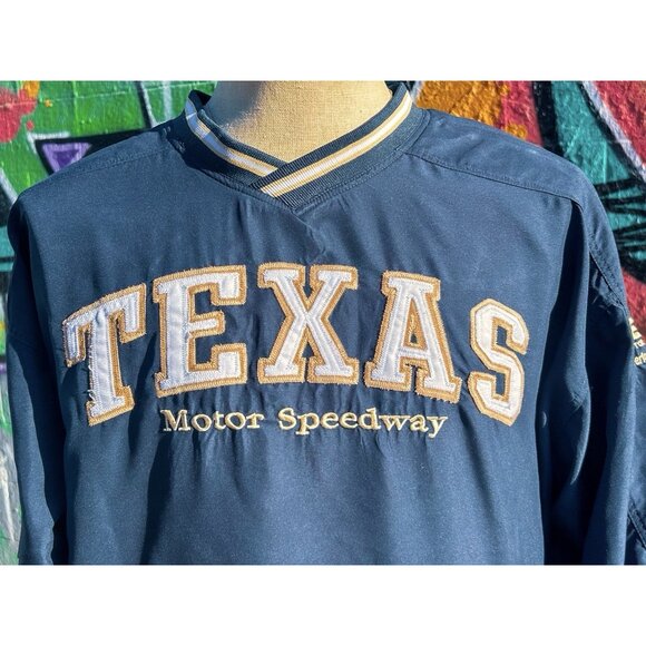 TEXAS MOTOR SPEEDWAY Vintage Windbreaker Size Large - Blue (V-Neck Pullover) - Picture 3 of 9